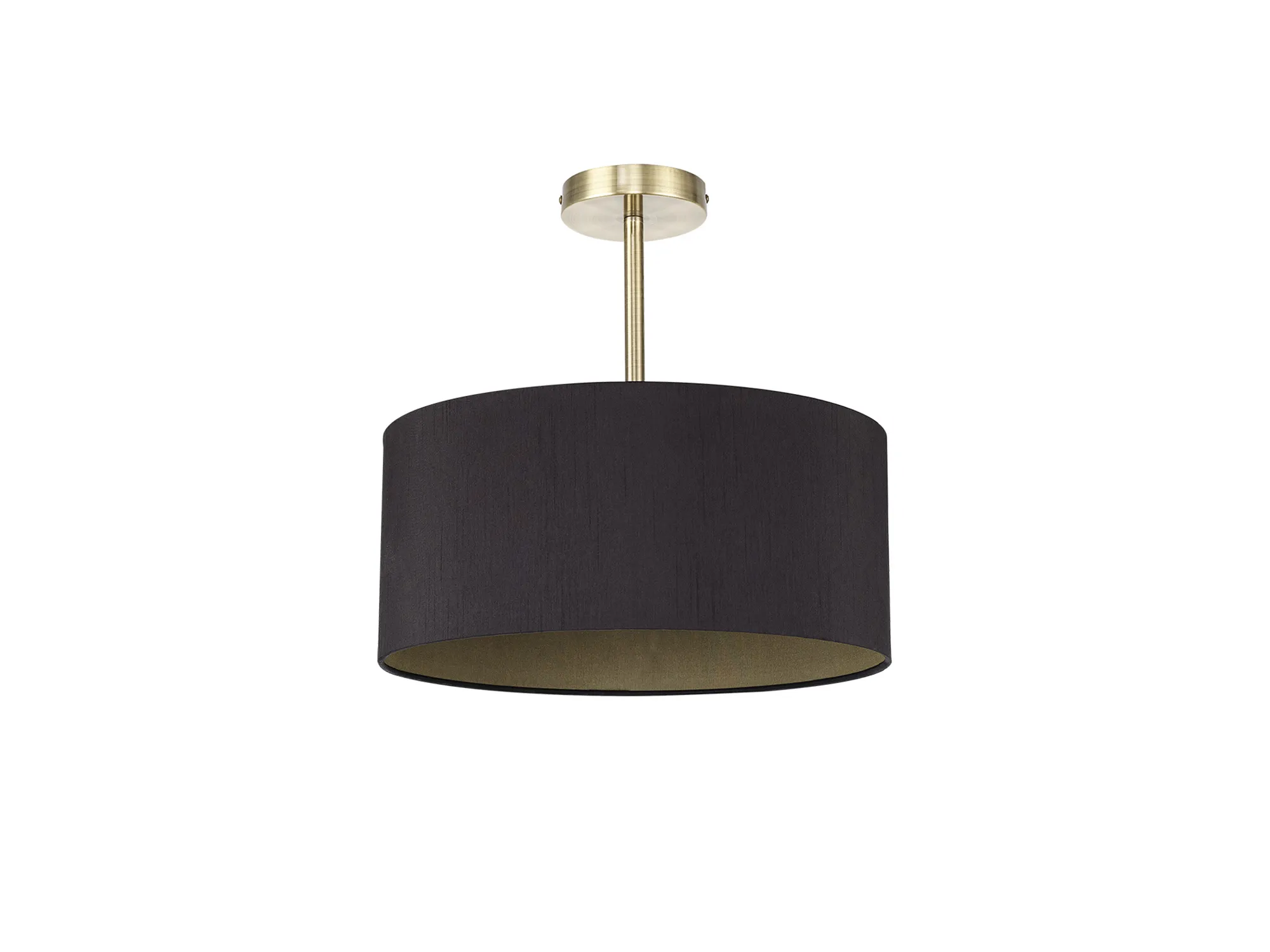Baymont 40cm Semi Flush 1 Light Antique Brass, Midnight Black/Green Olive DK0171  Deco Baymont